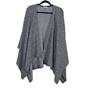B Live Sweater Women OS Black Tweed Metallic Cotton Wrap  Old Money Preppy 80s